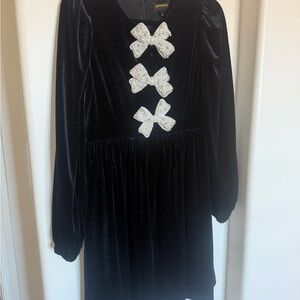 Sugarlips Black Dress with Embellished Bow